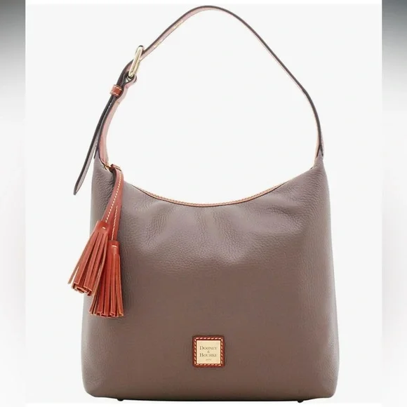 Dooney & Bourke Taupe and Coral Hobo Bag - Picture 1 of 16
